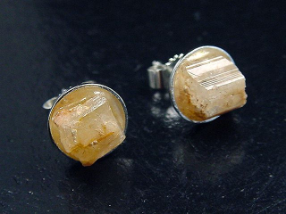 Phenakite crystal earring pair 925 silver 9 mm - Piracicaba, Minas Gerais, Brazil