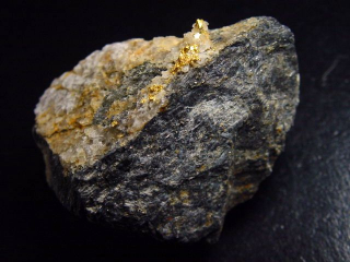 Gold crystalline in Quartz specimen 55 mm - Brusson, Val d'Aosta, Italy