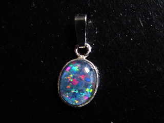 Opal / Edelopal Anhänger 10 x 8 mm Oval Cabochon Triplette - Australien