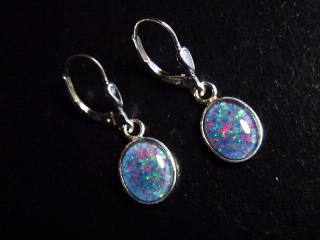 Opal earrings 10 x 8 mm oval cabochon triplet - Australia