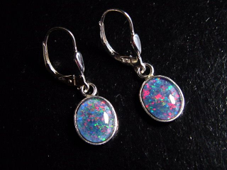 Opal earrings 10 x 8 mm oval cabochon triplet - Australia