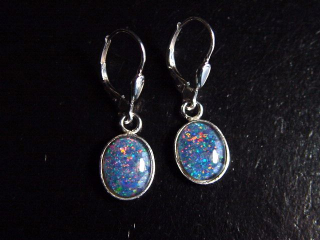 Opal earrings 10 x 8 mm oval cabochon triplet - Australia