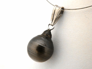 Tahitian pearl pendant - genuine 14,5 mm pearl in 925 Silver