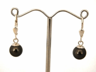 Tahitian pearl earrings - perfect round 8 mm pearls in 925 Silver