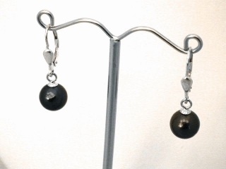 Tahitian pearl earrings - perfect round 8 mm pearls in 925 Silver