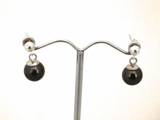 Tahitian pearl earrings - perfect round 8 mm pearls in 925 Silver