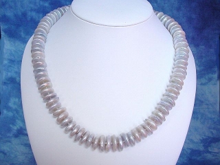 Heavy Pearl necklace 670,20 Ct. fine 14 mm button pearls with silver 55 cm