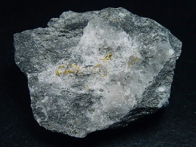 Gold crystalline in Quartz / Gold specimen 61 mm Brusson, Val d'Aosta, Italy