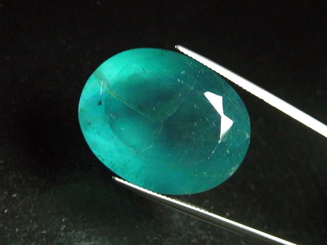 Fluorite 83,86 Ct. intense blue green facet cut - Hesselbach, Germany