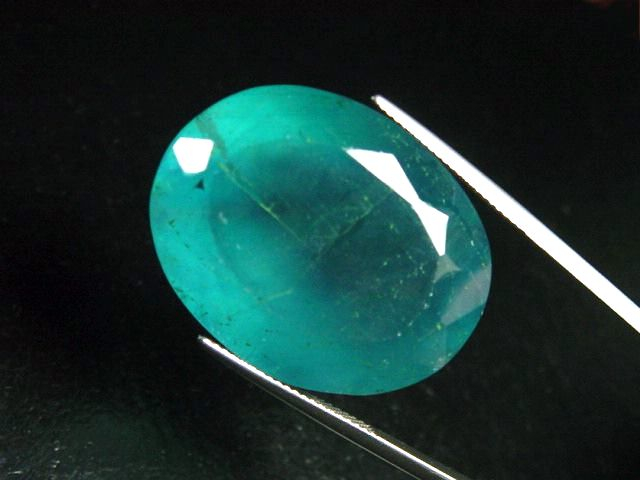 Fluorite 83,86 Ct. intense blue green facet cut - Hesselbach, Germany