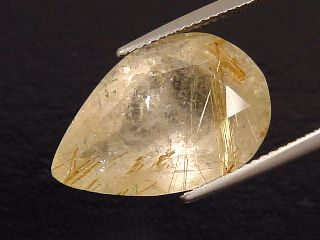 Rutile Quartz 13,13 Ct. - pear faceted - golden needles