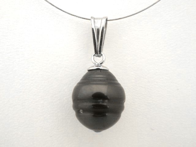 Tahitian pearl pendant - genuine 14 mm pearl in 925 Silver